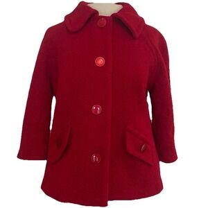 Spense Red Wool Blend Blazer Jacket Womens Small  3/4 Sleeve Preppy Jewel‎ Tone